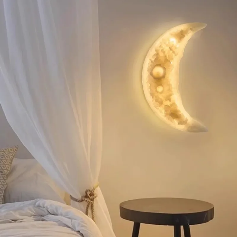 

SANDYHA LED Modern Moon Wall Lamp Atmosphere Light Fixture for Bedroom Living Room Study Hallway Home Decor Unique Design Cozy