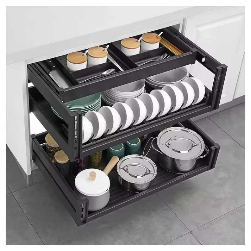 

Multifunctional pull-out basket cabinet, dish storage, basket rack drawer, kitchen cabinet pull-out drawer