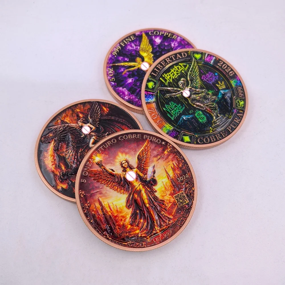 5 OZ .999 Fine Copper Fantasy Angel Dragon Challenge Coin Myth Themed Collectible Medallion Home Ornament Gift