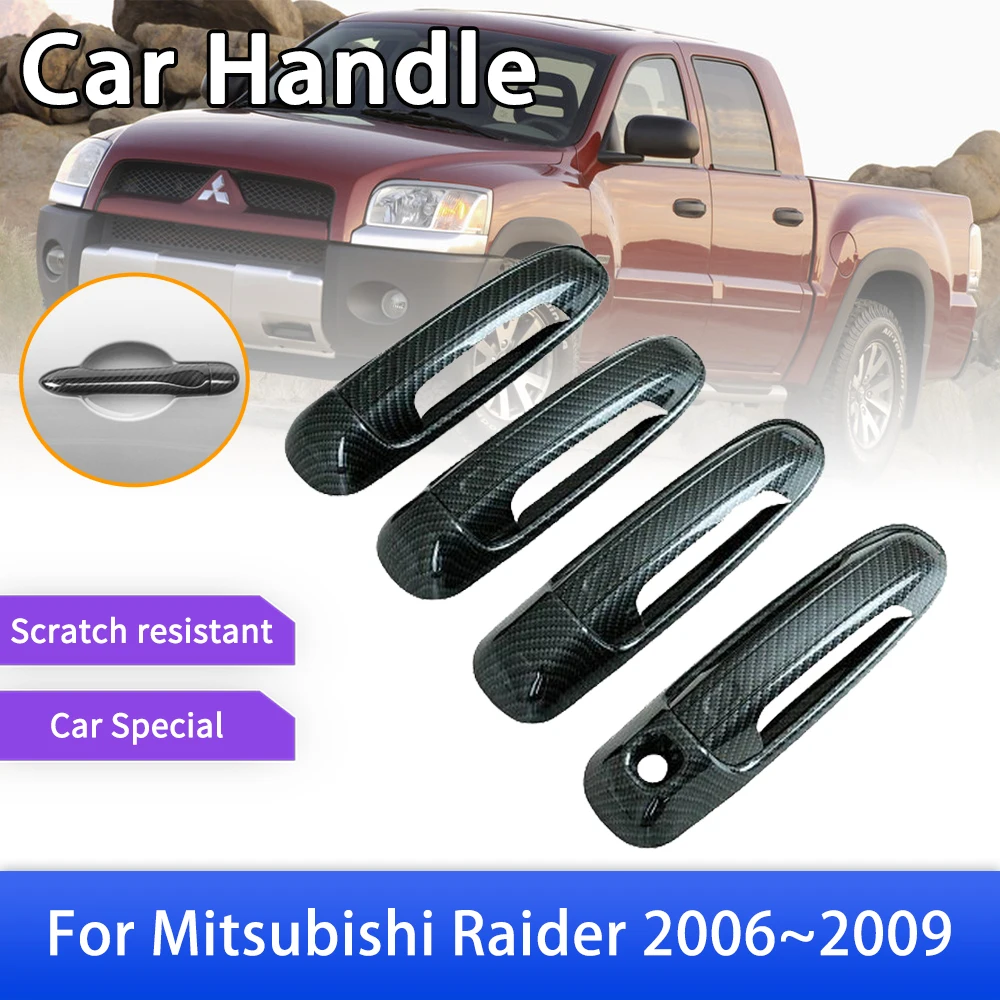 Carbon Fiber Door Handle Cover Trim for Mitsubishi Raider 2006 2007 2008 2009 Car External Accessories Gadget Styling Stickers