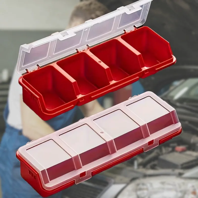 1Pc Parts Storage Box Plastic Screw Organizer Box with 4 Compartment Tool Part Container Bin with Lid Display Storage Case
