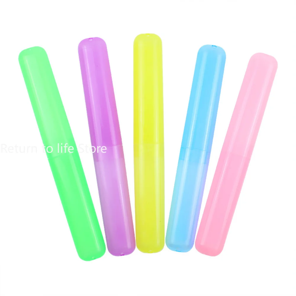 Toothbrush Head Protect Cover Tube Box Portable Case Storage Box Toothbrush Cover Travel Camping Hiking Candy Color Reusable