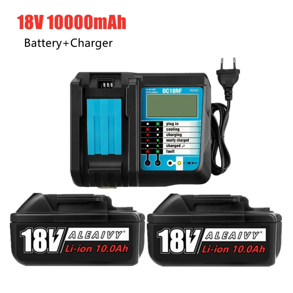 

100% New BL1860 Rechargeable Battery 18 V 10000mAh Lithium ion for Makita 18v Battery BL1840 BL1850 BL1830 BL1860B LXT + Charger