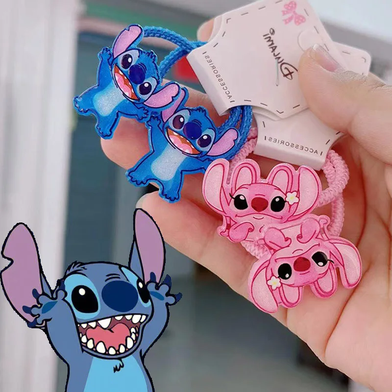 Disney Cute Stitch Cartoon Rubber Band Women and Children\'s Acrylic Hair Circles Don\'t Hurt Hair Kids Headwear Children\'s Gifts