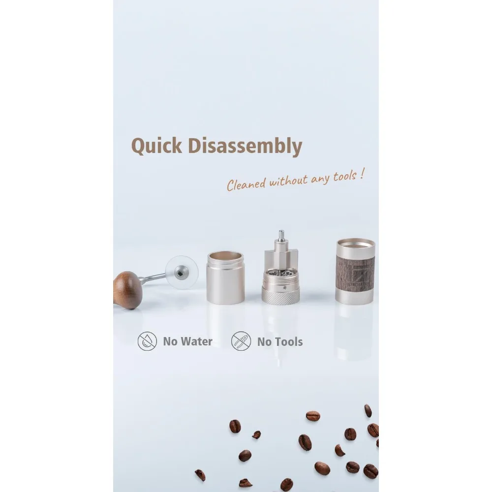 Q Manual Coffee Grinder, Mini Slim Travel Sized, Stainless Steel Conical Burr, Numerical Adjustable Setting for Pour Over French