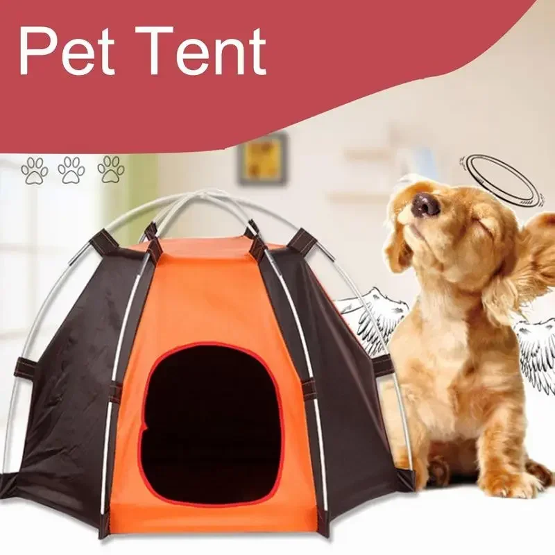 Tienda de campaña para mascotas, caseta para perros y gatos, casa para cachorros, protección solar transpirable, plegable, impermeable, suministros para mascotas