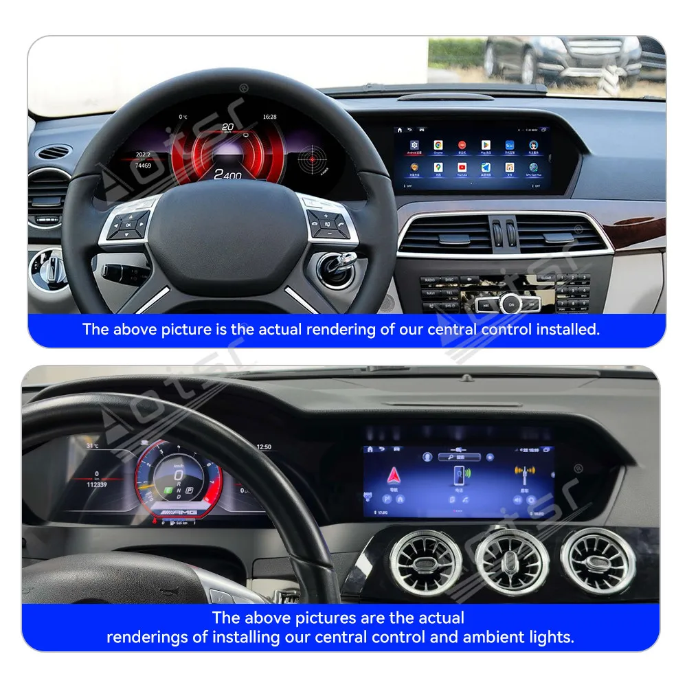 For Mercedes C Class W204 2011-2014 Dual Screen Combo 12.3
