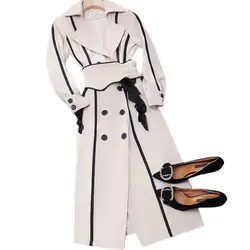 Women's Trench Coat, Double-Breasted, Adjustable Waist, Windbreaker with Belt, Loose Female Jackets, Outerwear, Spring,Autumn