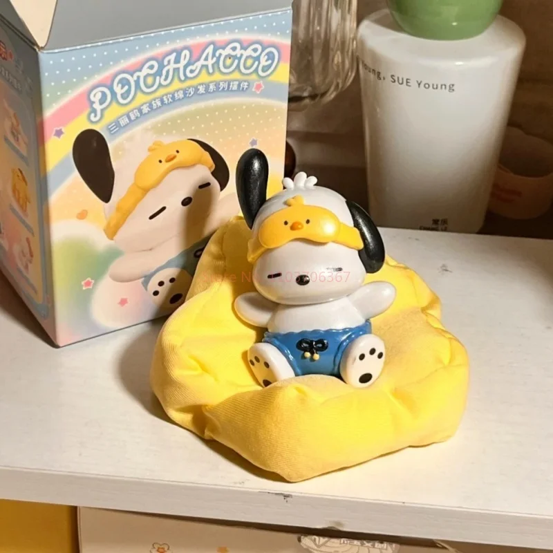 

Sanrio натуральная серия диванов, слепая коробка, игрушки, куклы, аниме Cinnamoroll Melody Pochacco Hellokitty, настольные украшения, подарок на день рождения, игрушки