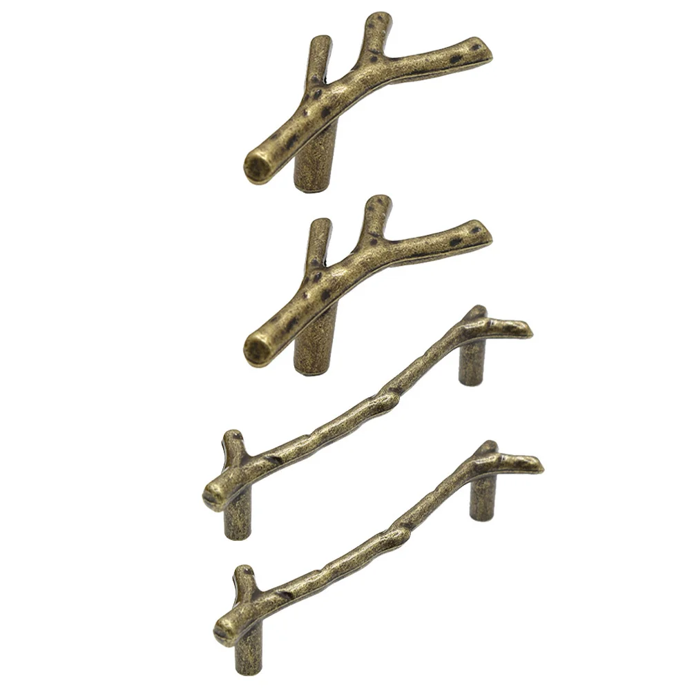 

4Pcs Unique Branch Shaped Pulls Stylish Wooden Furniture Knobs Corrosion Resistant for Cabinet Door Drawer Easy Installation