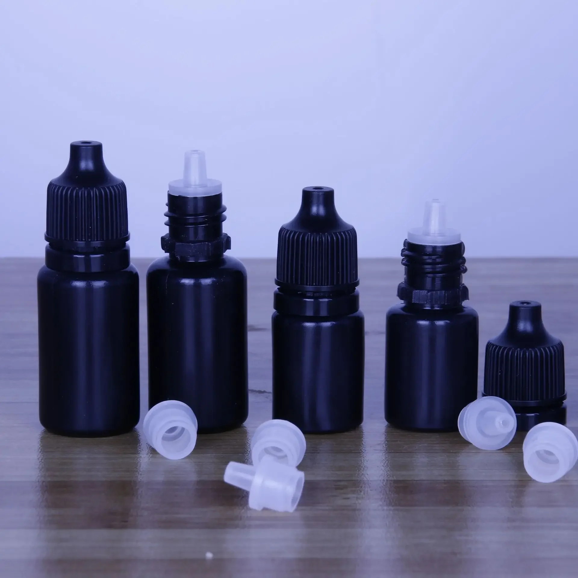 5ml 10ml Eye Dropper Garrafa Preto Anti Luz Plástico Apontado Dica Líquido Dispensing Squeeze Dropping Theft Caps Recarregáveis Vazio