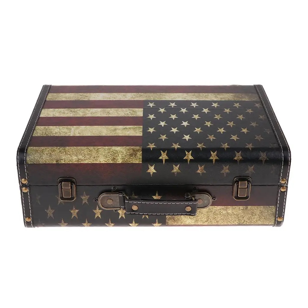 

Vintage Wooden Suitcase Large Retro Clothes Storage Box Cabin Luggage for Home Decoration Photography Props