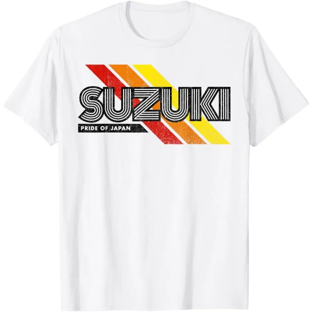 سوزوكي دراجة نارية نادي الوزن الثقيل دراجة نارية قصيرة الأكمام تي شيرت فضفاض أزياء الرجال القطن الخالص الصيف نمط الشارع