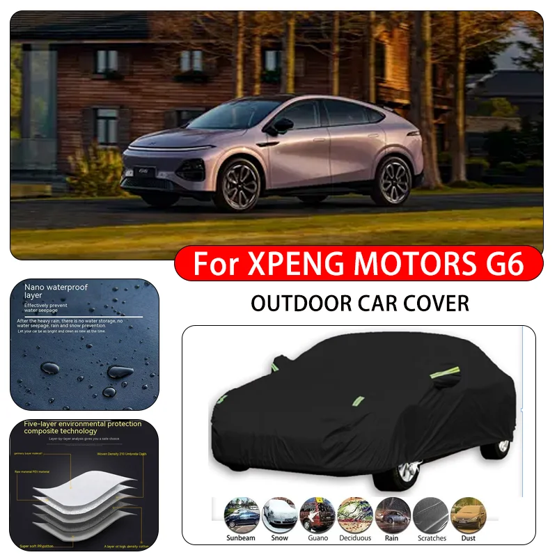 For XPENG MOTORS G6 Fit Car Cover Waterproof Dustproof Sunshade (UV) Snowproof Silve Full Cover with All-Day Protection