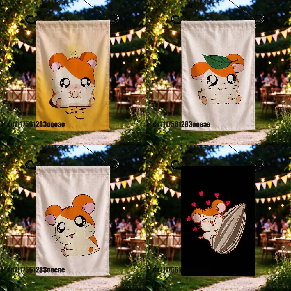For Hamtaro Hamster Garden Flag Custom Outdoor Home Advertising Cloth Decoration Yard Banner Flags