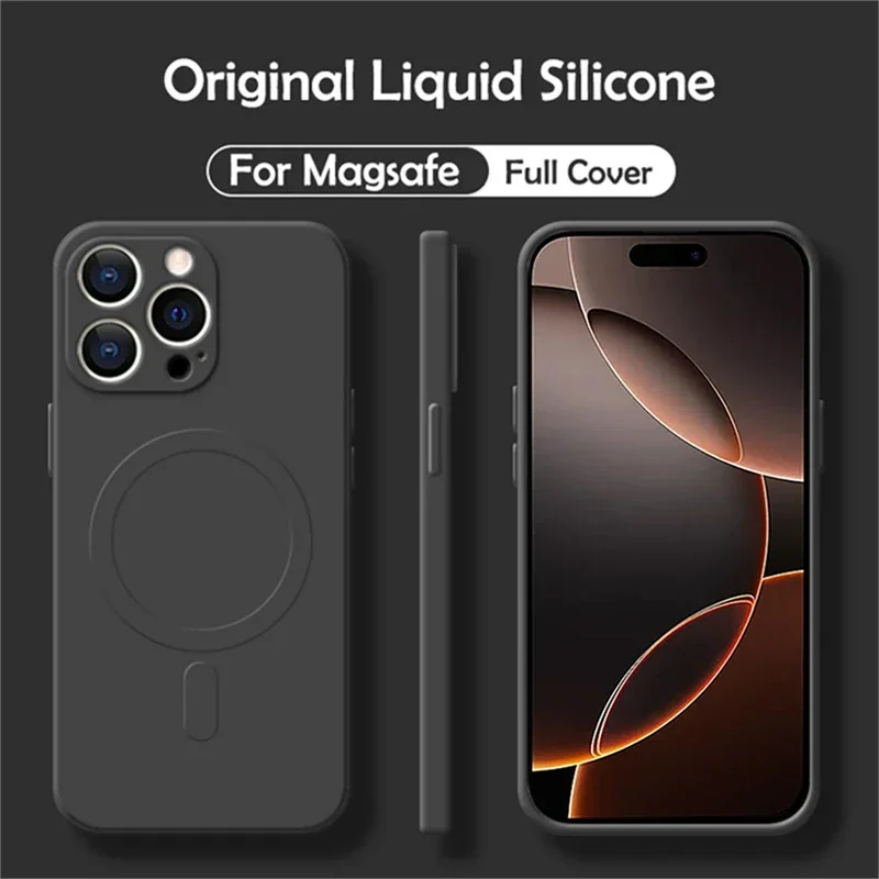 For Magsafe Magnetic Wireless Charge Phone Case for IPhone 17Air 16 15 14 11 Pro Max Plus 13 12 Mini Soft Liquid Silicone Cover