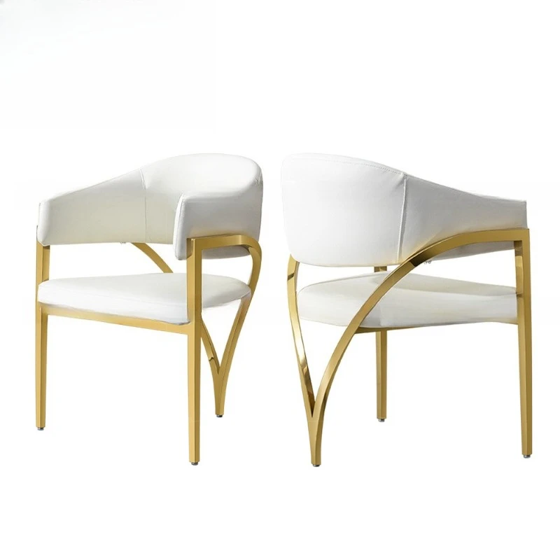 

Light Luxury Dining Chair Home Premium Soft Bag High-end Backrest Stainless Steel Restaurant