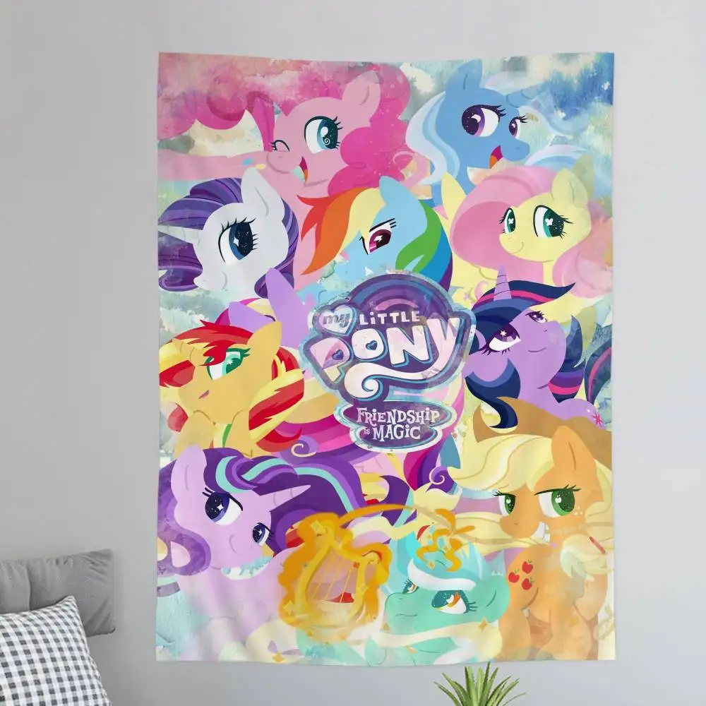 Cute M-My Cartoon P-Pony L-Little Colorful Tapestry Wall Hanging Bohemian Wall Tapestries Mandala Wall Art Decor