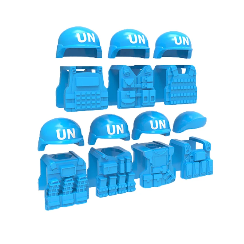 UN Force Equipment Accessories Building Block Soldier Figures Police SWAT Tactical Vest Helmet Beret Military Weapon Bricks Toys