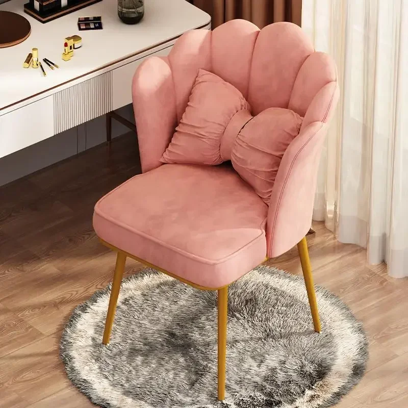 Makeup Chair Light Luxury Simple Modern Dressing Table Stool Back Manicure Petal Chair Bedroom Chair Pink Chair Muebles