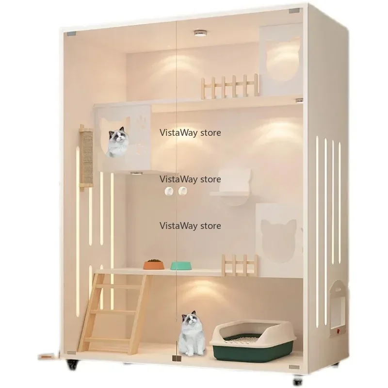 

Nordic Cat Cage Villa Double House Household Indoor Cabinet