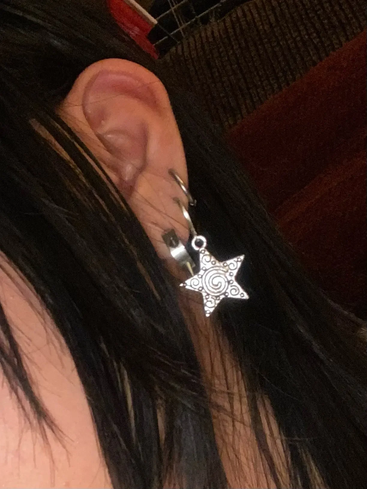 Vintage Goth Silver Color Spiral Vortex Star Pendant Earring For Women Men Punk Y2K EMO 90s Aesthetic Grunge Jewelry Accessories