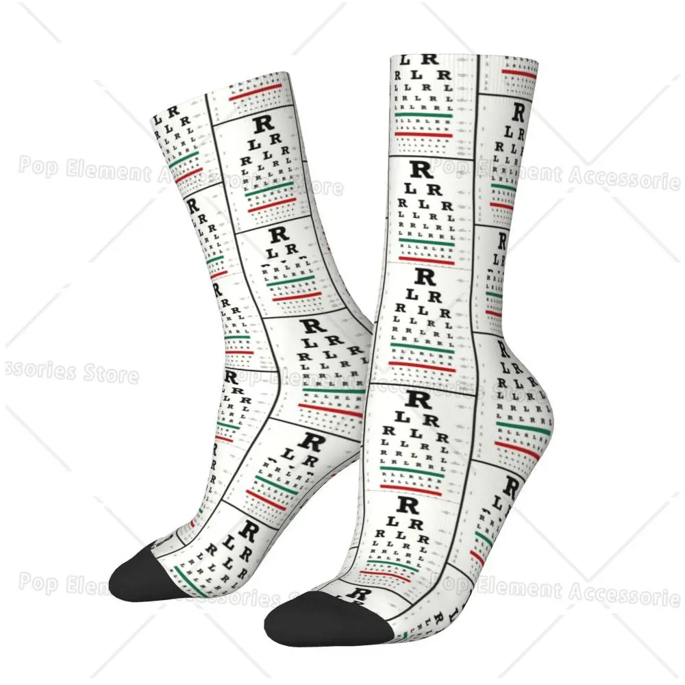 Funny Glasses With Eye Test Chart Men's Crew Socks Unisex Kawaii Optician Optometrist Spring Summer Autumn Winter Dress Socks