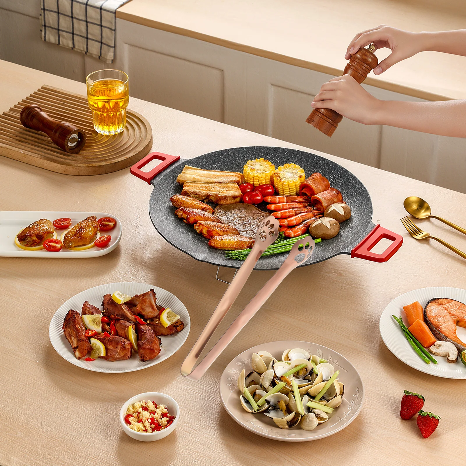 

1pcs Stainless Steel Bread Tongs Heavy Duty Food Serving Tongs For Kitchen Buffet Bbq Bakery Dessert Cake Tools