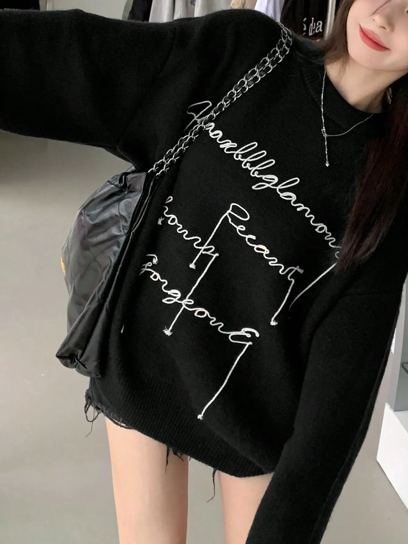 レトロアメリカンタッセル刺繍入りレディースニットウェア春のゆったりとしたオーバーヘッドセーター秋の小さいサイズカジュアルロングセーター