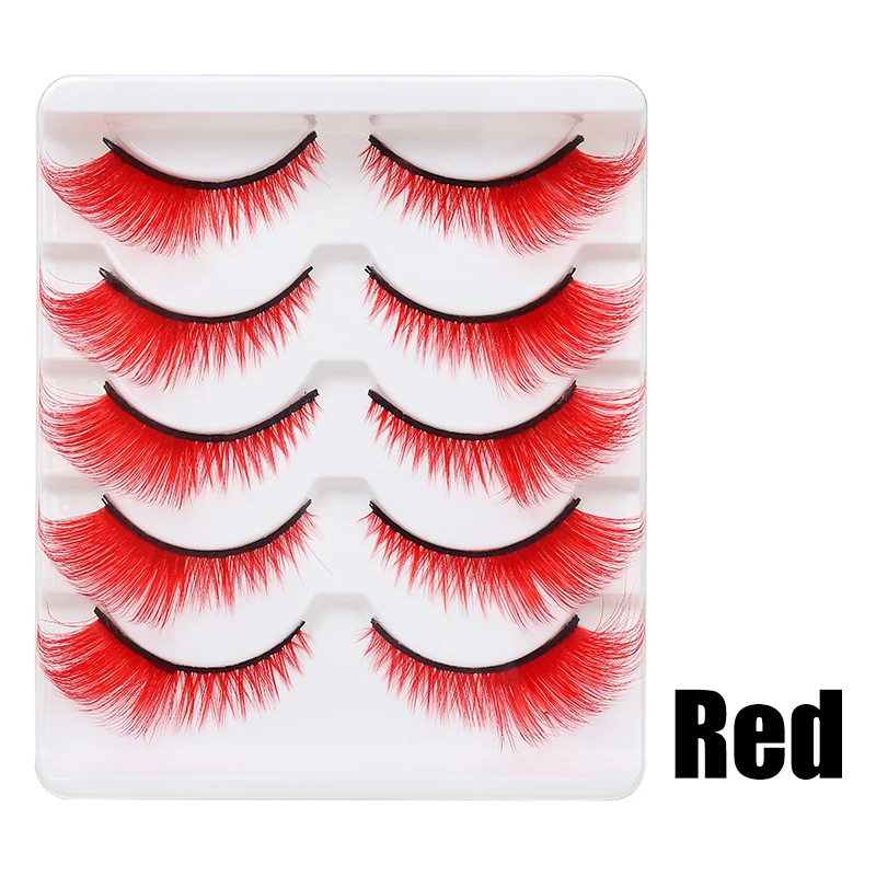 DINGSEN 1/5/10 Paar Bunte Flauschige Streifen-Wimpern Natürliche Weiche Wimpern Wispy Falsche Wimpern 3D Lockige Wimpern für Make-up – Detail 16