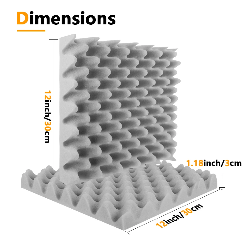 แผ่นโฟมอะคูสติก 24 ชิ้น ดีไซน์รูไข่ สำหรับลดเสียงรบกวนและกันเสียงภายในบ้าน วัสดุกันเสียงสำหรับผนัง