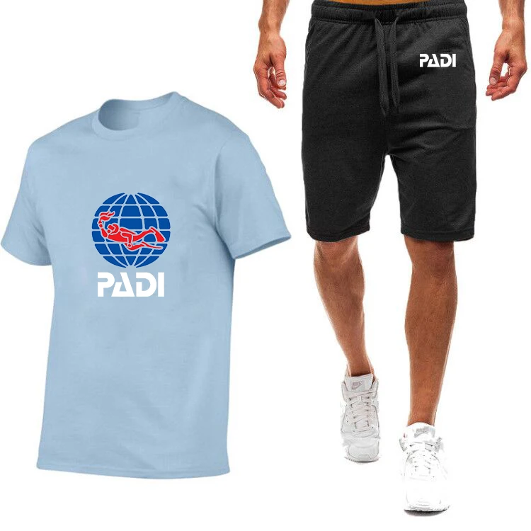 Scuba Driver Padi 2025 Summer New Fashion Casual Round Neck Men Solid Color Slim Quick-drying Breathable T-shirt Pants Suits view 2