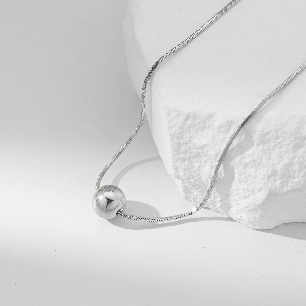 

S925 Sterling Silver Necklace 8MM Bead Fashion Trendy Hypoallergenic Women Luxury Spring Wedding Fine Jewelry Gift Stock In USA