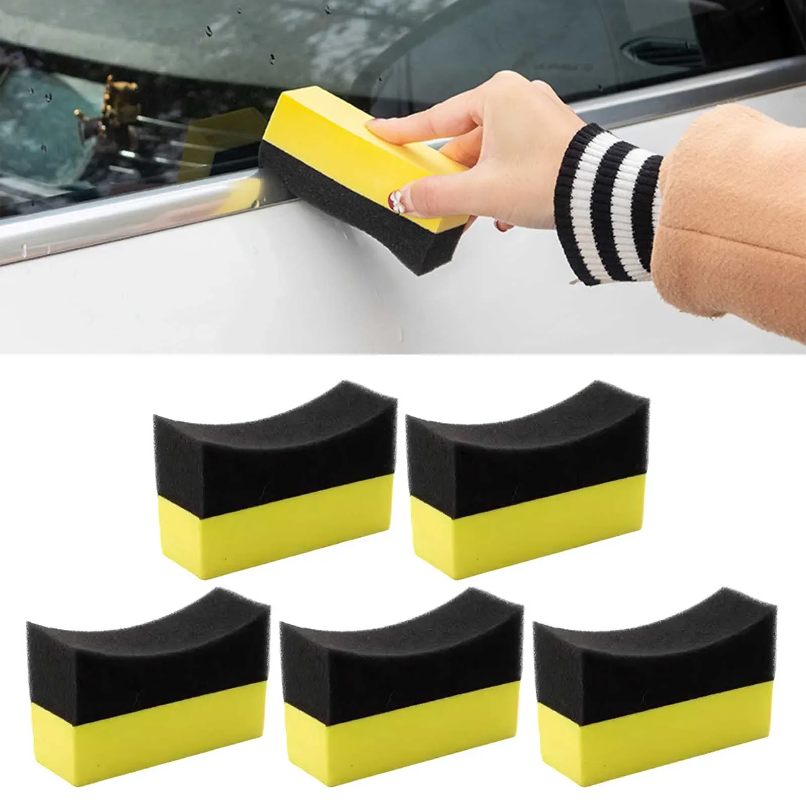 Car Wheel Polishing Waxing Sponge Brush Tire Cleaning Foam Sponge Pad Tyre Polish Detail Wash Wiper Cleaner Tool Car Accessories