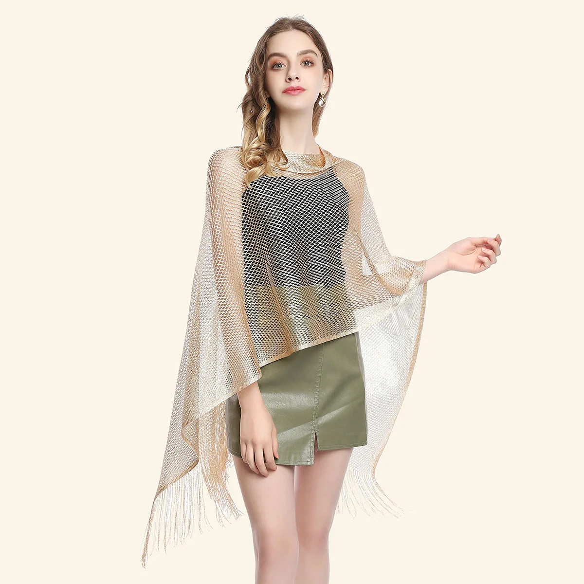 New Fashion Solid Color Tassel Shawl Thin Spring Elegant Atmospheric Silk Flow Sue Silver Silk Dance Dinner Party Scarf