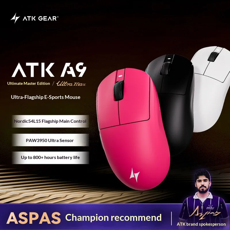 ATK Dragonfly A9 Ultimate Wireless Gaming Mouse, Ergonomic Gaming Mice Built-in Nordic 54L15 Chip,High Performance Esports Mouse