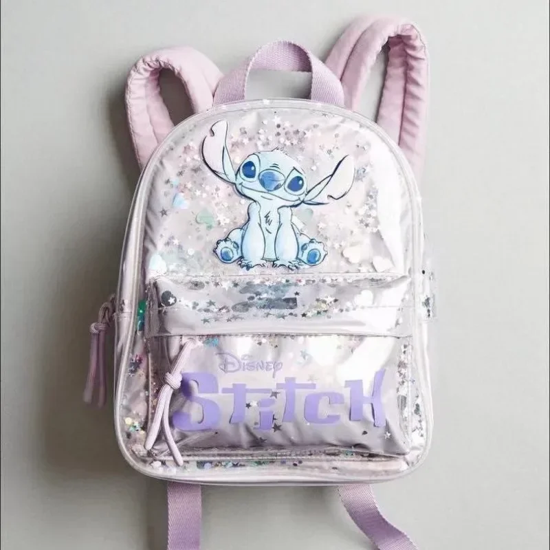 Mochila escolar multifuncional con lentejuelas de dibujos animados de Disney Stitch para niños y niñas