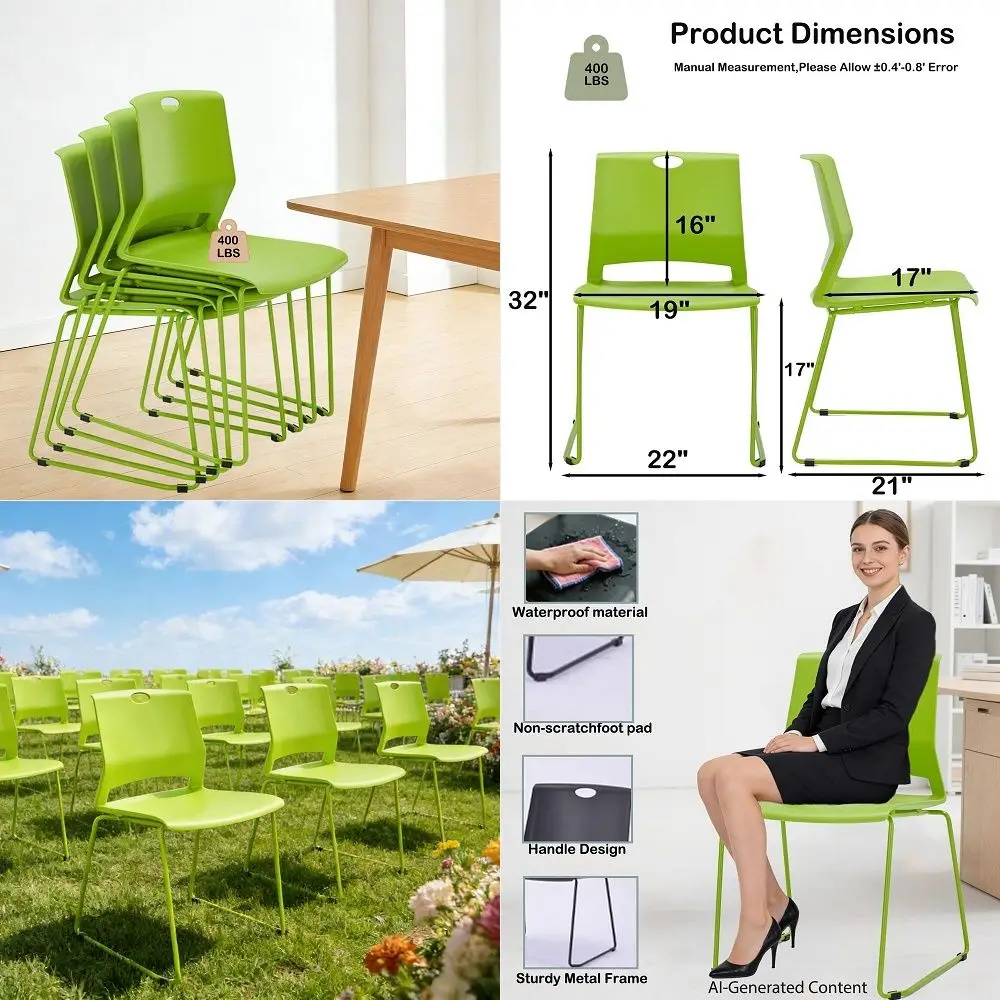 

Black Tablet Arm Chairs Set of 5, PU Comfort Office Waiting Room Guest Nesting Stacking Reception Chairs with FlipUp Table Conf