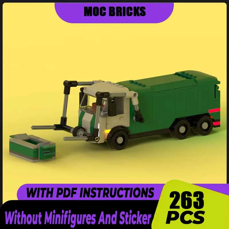 City Cars Model Moc Building Blocks Garbage Truck Model Technology Brick DIY Assembly Construction Toy Holiday Birthday Gifts