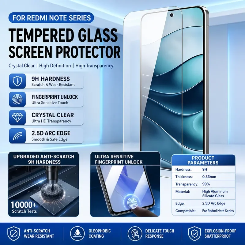 2pcs Tempered Glass Screen Protector for Redmi Note 14 K70 13Pro Fully Transparent Anti Fingerprint Customized Mobile Phone Film
