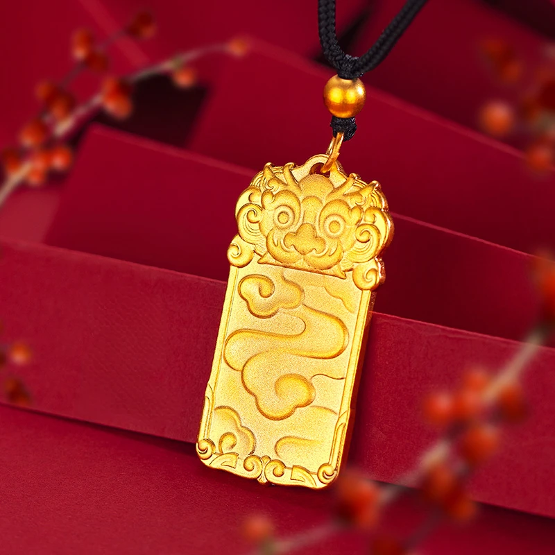 

Genuine 24K Gold Color Auspicious Cloud Unicorn Pendant for Women Pure 999 Plated Solid Gold Wedding Luxury Fine Jewelry Gift