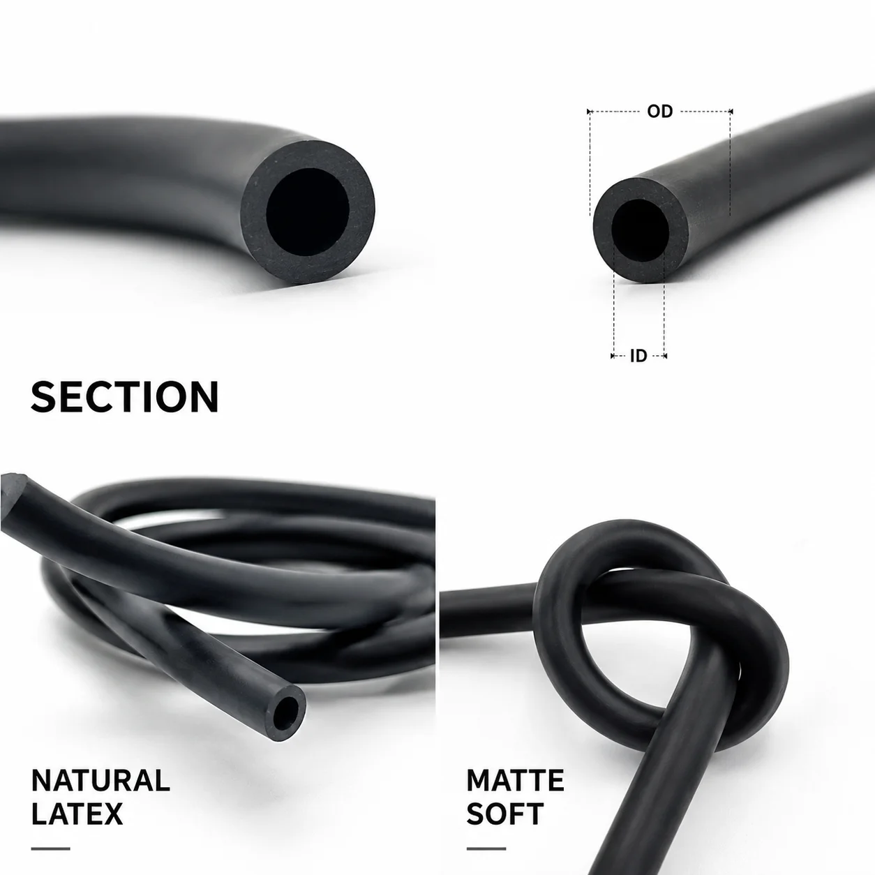 Black Hose high elasticity natural latex Hose ID 1.6-6mm Durable/Wear and tear/slingshot fitness multi-purpose rubber tube