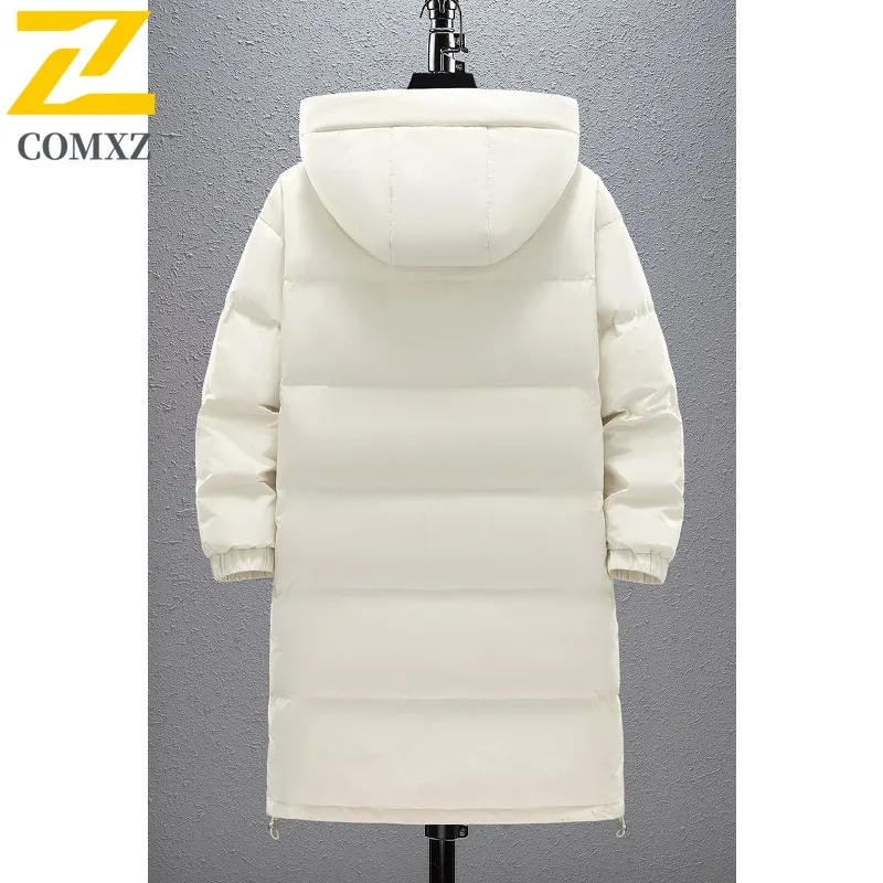 COMXZ Hooded Premium Down Jacket Men Outdoor Wind Resistant Warm Parka Leisure Journey Cold Proof Light Winter New Clothing