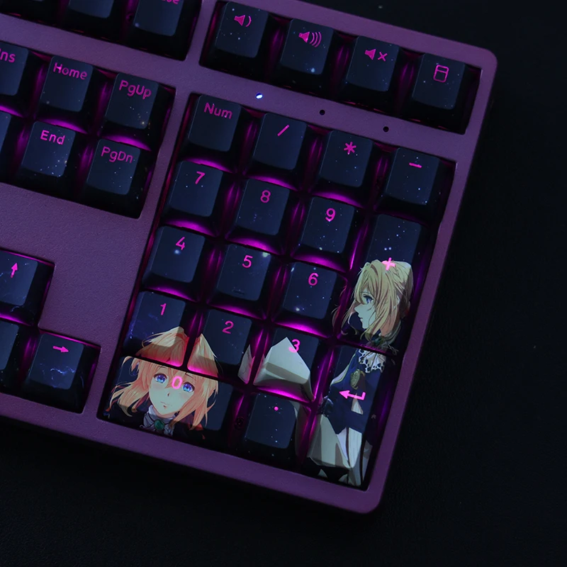 Imagem -04 - Chaves Conjunto Violeta Evergarden Keycaps Pbt Tintura Subbed Key Caps Cherry Perfil Keycap para Keychron 65 75 Anne Gh60 Gk64 Poker 108