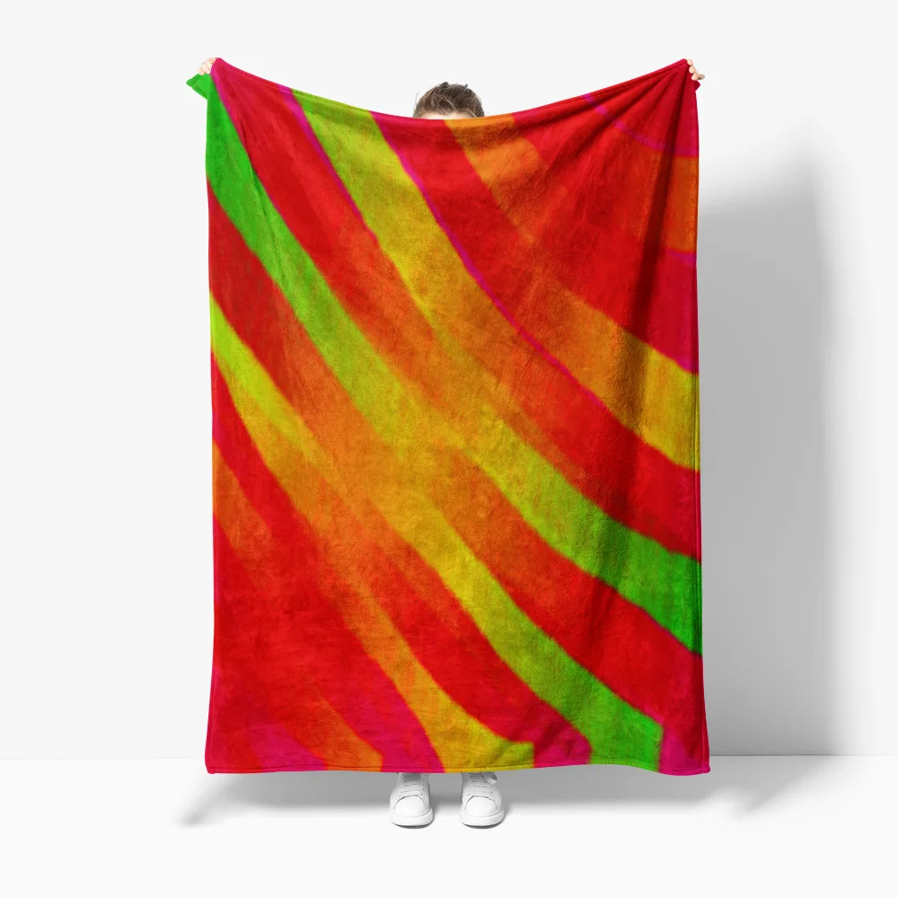

Полосатое одеяло яркого цвета с градиентом, красное, зеленое, декоративное теплое пушистое одеяло для дивана-кровати, подарок