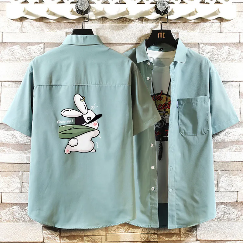 

Loose ort Sve Men's irt Korean Sle Summer Print Casual Faion Outerwear American een Polyester Fiber