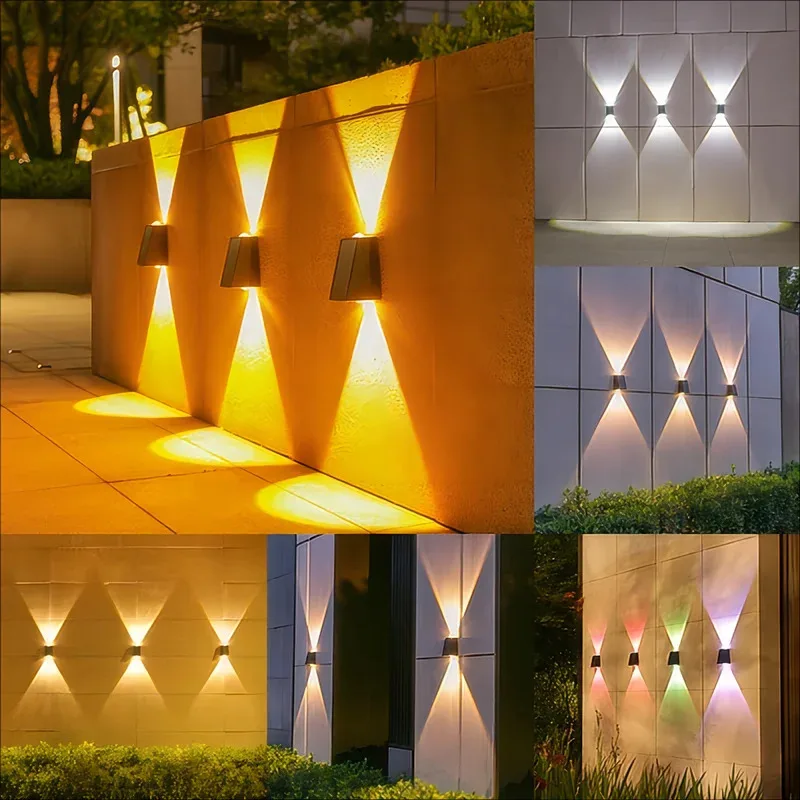 Newly upgraded solar outdoor wall washers, courtyard decorative mood lighting, villa garden waterproof wall lights, and up-and-d
