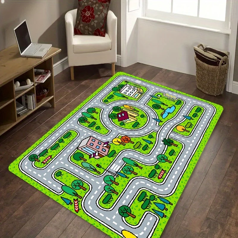 VIKAMA Urban Road Rug: Non-Slip, Insulated Rug for Bedroom Entrances, Bed Sides, Living Room Sofas, Coffee Tables and Home Decor