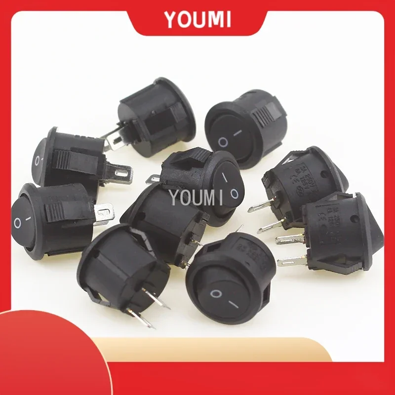 5pcs/10pcs 16mm Diameter Small Round Boat Rocker Switches Black Mini Round Black White Red 2 Pin ON-OFF Rocker Switch