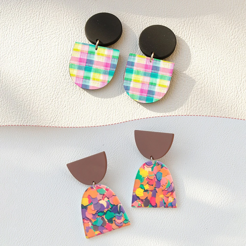 Valentine's Heart Bee Colorful Grid Soft Ceramic Earrings Water Soluble Disposable Sticker for Diy Jewelry Making Decal